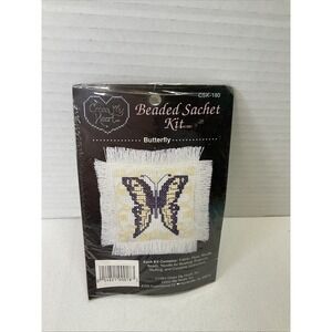 VTG Cross My Heart Beaded Sachet Cross Stitch Kit‎ BUTTERFLY 1991 CSK-180